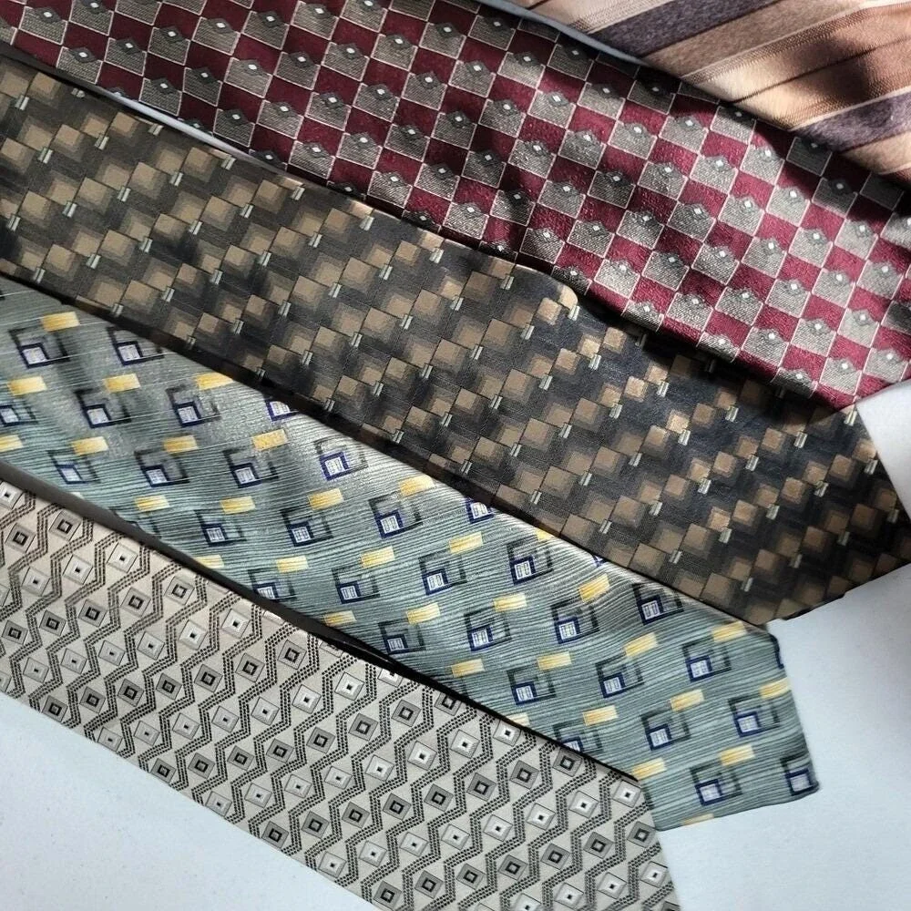 Designer Neckties Lot - Silk Blend, Assorted Patterns, Business Casual
